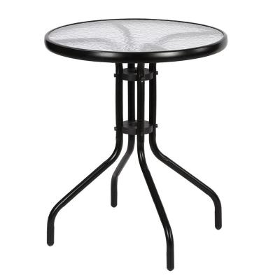 중국 Coffee Patio Glass Table Dia 60*70cm Steel Garden Table Iron Leg Material 판매용