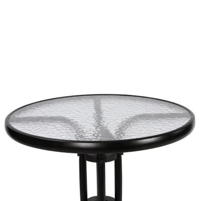 중국 Modern Design Round Glass Top Dining Table Cheap Garden Table Dia80*70cm 판매용