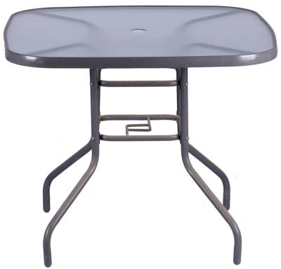 Κίνα Outdoor Square Dining Steel Glass Top Black Coffee Garden Table Dia 25*0.8mm Leg Size προς πώληση