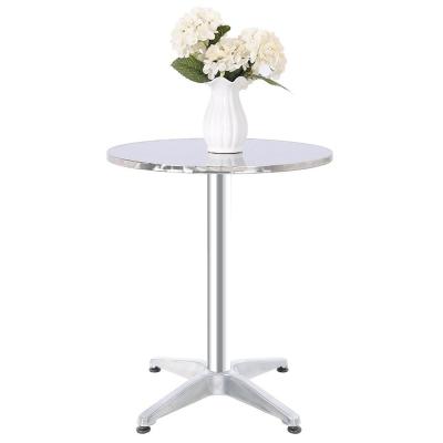 China Waterproof Durable Round Outdoor Leisure Cocktail Bar Table With Stainless Steel Top for sale