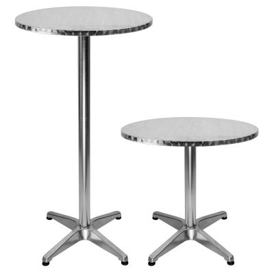 China Garden Foldable Bar Table Furniture Aluminum Round Shape Stainless Steel Top Te koop