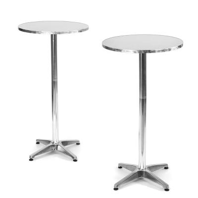 China Round Shape Outdoor Foldable Bar Table Adjustable Height With Stainless Steel Top Te koop