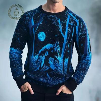 China Anti-wrinkle KD Chinese Factory OEM Accept Small Order Logo Custom Jacquard Knit Sweater for sale