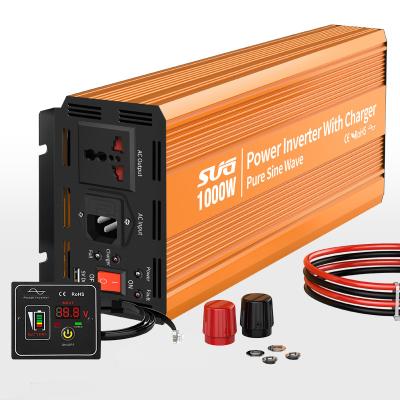 China 24v 48v Off Grid Solar Power Inverter 1kw 1000W Pure Sine Wave Inverter With Charge for sale