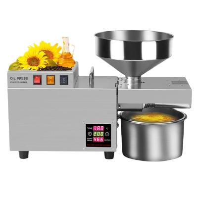 China Hot Pressing 5L 1200W Food Industry Oil Press Stainless Steel Automatic Home Cold Press Commercial Temperature Controlled Oil Press for sale