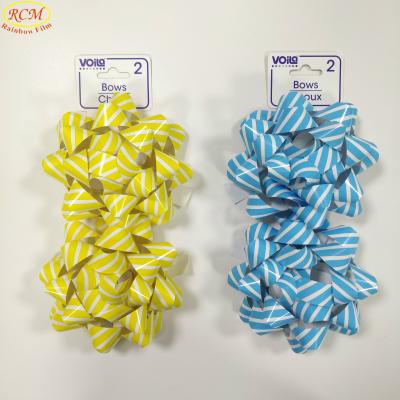 China Newest Star Bow Navy Blue Sky Blue Stripe Eco - Friendly Paper Bow For Decoration for sale