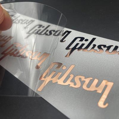 China Custom Waterproof Metal Nickel Sticker For Musical Instruments Mounted Shiny Gold Plated Nameplate Sticker for sale