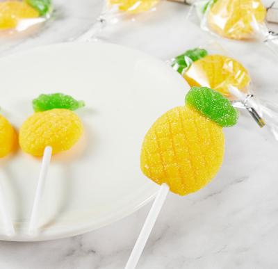 China Natural Custom Pineapple Flavored Candy Lollipops Fruit Gummy Candy for sale