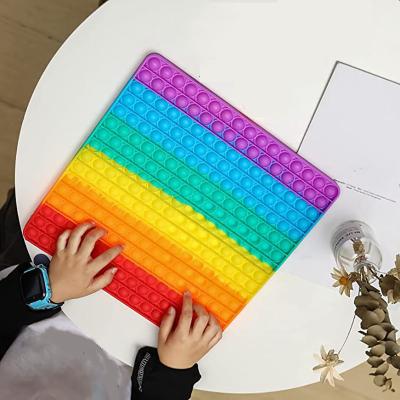 China 30cm Big Size Rainbow Squishy Person Toys Adult Decompression Toy Children Anti-Stress Squeeze Toy Push Bubble Hot Sale F-211201 for sale