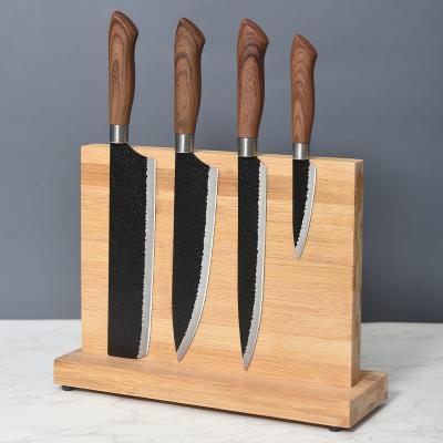 China Amazon Viable Popular Luxury Bamboo Novelty Magnetic Kitchen Knives Show Block Holder Chef Knife Holder for sale