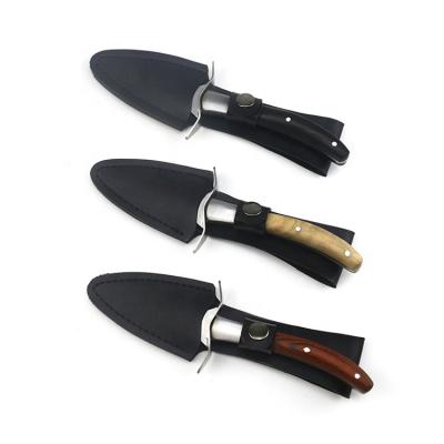 China Sustainable Hot Selling Oyster Knife Colored Wooden Handle Opening Knife OEM Shell Tool for sale