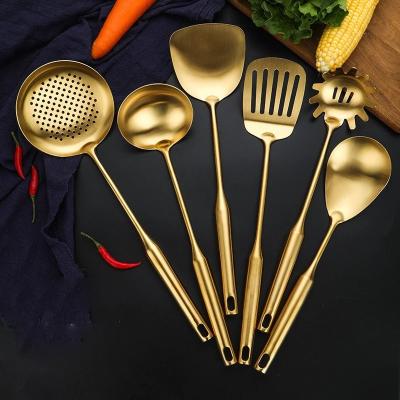 China Viable Kitchenware Set 304 Stainless Steel Cookware Spoon Shovel Soup Strainer Spatula Cookware Gift Set Kitchen Cooking Tool for sale