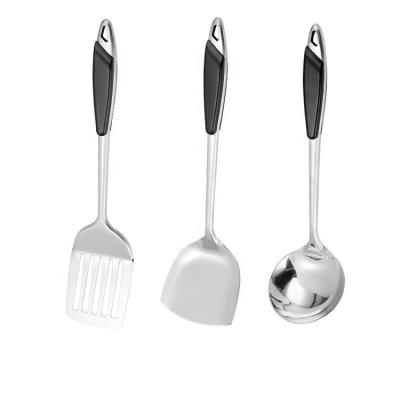 China Stainless Steel Amazon Spatula Set Bakelite Viable Hot Handle Spoon Permeable Spoon Fish Frying Shovel for sale