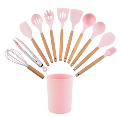 China Sustainable 2021 new non-stick cookware 12 pcs set silicone kitchenware cooking suit kitchen supplies for sale