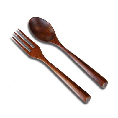 China Sustainable Teaspoon Set Solid Color Wooden Triangle Handle Fork Table Fruit Fork for sale