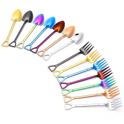 China Viable Hot Selling Dessert Color Teaspoon Fork Small Stirring Spoon Spoons Stainless Steel, Stainless Steel Kitchen Carton Box 14g for sale