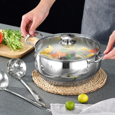 China Stainless Steel Pot Milk Sauce Soup Pot Viable Stock Pot With Lid Stick Non Picnic Multifunctional Home Cookware Cooking Porridge Soup for sale