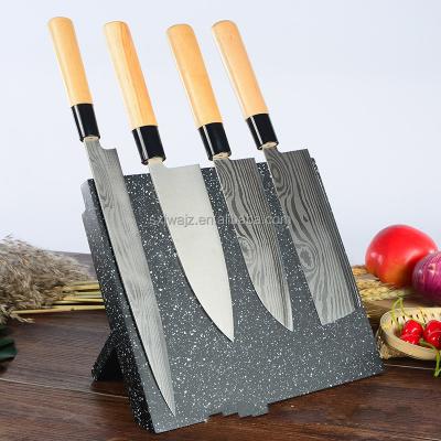 China Disposable Hot Sale Wooden Magnetic Knife Block Holder Universal Foldable Knife Holder With Snow Stone Marble Grain for sale