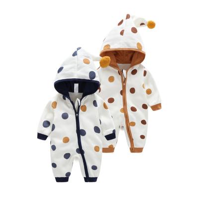 China One Piece Dot Double Romper Zipper Baby One Piece Polyester/Cotton Sweatshirt Long Sleeve Baby Clothes for sale