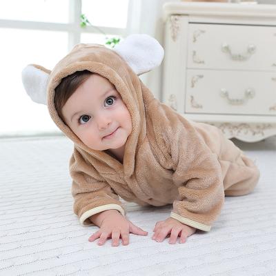 China Hooded Polyester / Cotton New Style Flannel Crawling Clothes Baby Romper One Piece Clothes 0-1 Year Baby Clothes For Kids for sale