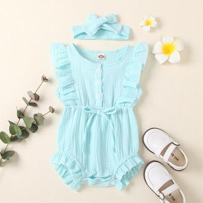 China Newborn One Piece Spandex / Cotton Baby Clothes Newborn Baby Triangle Crawling Clothes Sleeveless Solid Color for sale