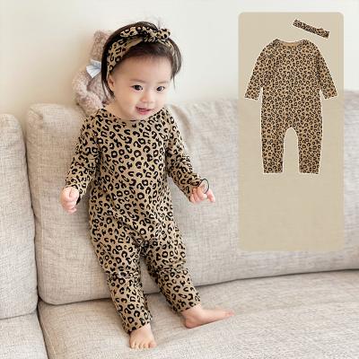 China Spandex/Cotton Leopard Print Alien Boys' Spring And Autumn Long Sleeve Baby's Infant Clothes Open File One-Piece for sale