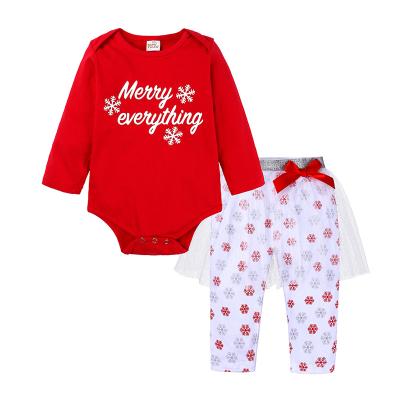 China ENGLAND STYLE Kids Baby Long Sleeve Khaki Snow Pants Mesh Girls Christmas Two Piece Suit for sale