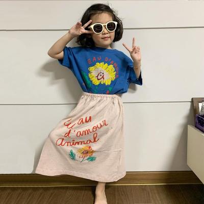 China Sweet 2 Girls Dress Short Sleeved Baby T-shirt + Skirt 2pcs Set Kids Dress Set 2021 Summer Dress for sale