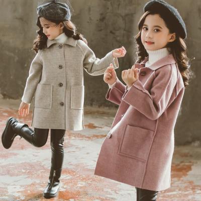 China 2021 autumn and winter new style Korean foreign girl's coat double-sided woolen coat children's breathable winter woolen girls' coat for sale