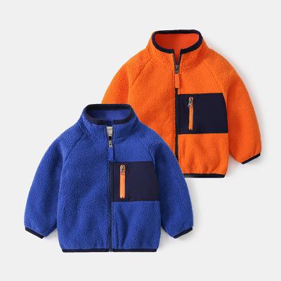 China 2021 Autumn Boys Contrast Color Zipper Big Pocket Workwear Stand Collar Japanese Jacket Breathable Fleece Jacket for sale