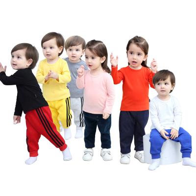 China Children's T-Shirts Breathable Long Sleeve Boys' Burping Shirts Girls With Senior Baby Casual Round Neck 1-6 Years Spring And Fall for sale