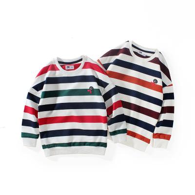 China 2021 Autumn New Korean Version Breathable Children's T Boys Long-sleeved Sweater In Big Children's Striped Terry for sale