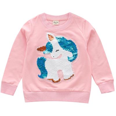 China 2021 Autumn New Sweater Girls Pony Breathable Unicorn Girls Color-changing Sequined Tops Sweaters for sale