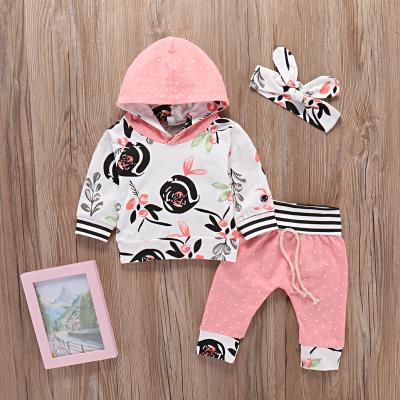 China Casual Baby Clothes Girls Cotton Hooded Suit Explosion Patterns Autumn Long Sleeve Three-Piece Suit for sale