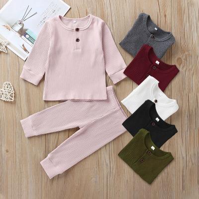 China Spring and Autumn Cotton Solid Color Suit Men's and Women's Baby Long Sleeve Pants Casual Children's Two-Piece Clothing for sale