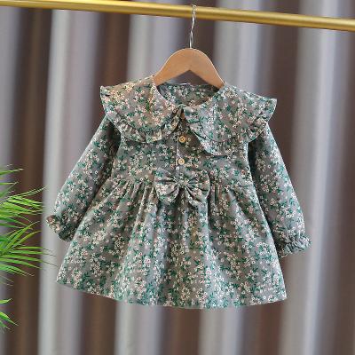 China Autumn Girls Princess Dress Girl Print Washable Stain Baby Dress Women's Long Sleeve Treasure Skirt for sale