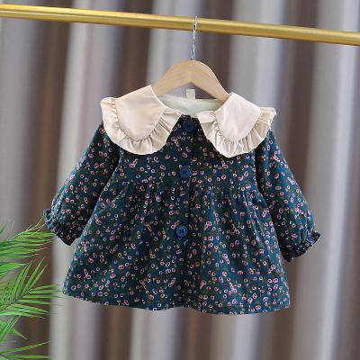 China Girls Winter Floral Dress Nvbao Washable Plush Thickened Long Sleeve Dress Baby Princess Dress Wholesale for sale