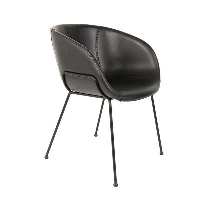 China Customizable Luxury Italian European Gray Covers Cafe Chairs With Arms Nordic Modern Leather Metal Leg Dining Chair for sale