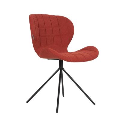 China Hot Sale Customizable Modern Metal Living Room Chair Red Blue Dining Chair Fabric Dining Chair for sale