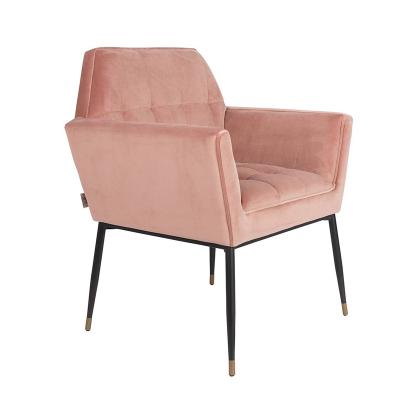 China Modern Customizable Restaurant Cafe Armchairs Fabric Cushioned Pink Velvet Dining Chair Leisure Sofa Chair for sale