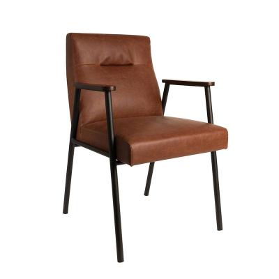 China Best Selling Customizable Nordic Modern Fabric Restaurant Black Chairs With Armrests PU Leather Dining Chair for sale