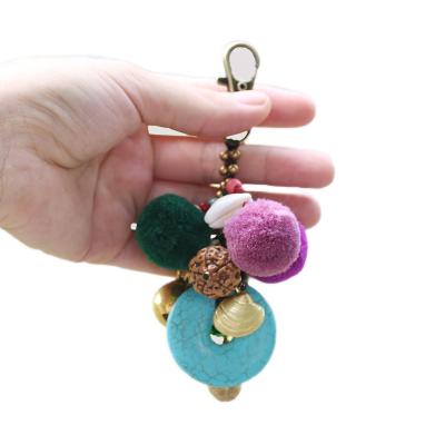 China New plush YCK073 retro turquoise ball head chain pendant unisex original handmade diy metal pendant bag for sale