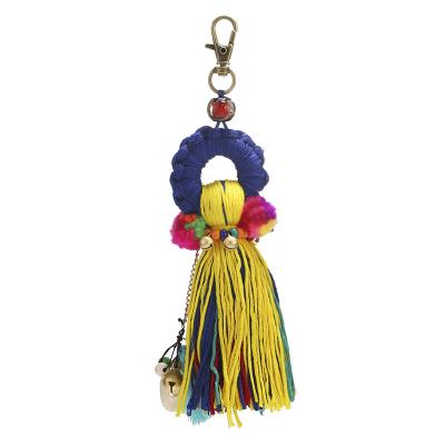 China YCK079 Retro Folk-style Plush Ball Tassel Key Chain Bag Car Key Bag Bohemian Wild Pendant for sale