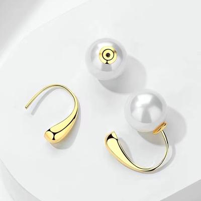 China High-end small pearl drop ball earrings ES001-74 fashion style temperament pearl Korean fresh style CLASSIC gold earrings new for sale