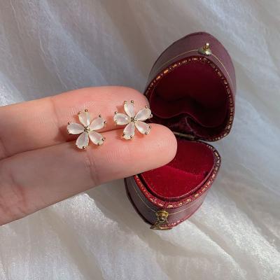 China ES003-43 Japanese Girl's Exquisite Fairy Cherry Blossom Flower Stud Earrings 925 Silver White Needle CLASSIC for sale