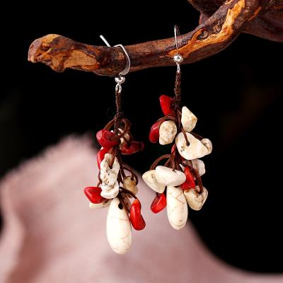 China CLASSIC Bohemian semi-precious flower earrings flower jewelry ES003-64 border literary handwoven earrings retro for sale