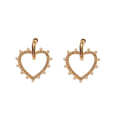 China Retro Hong Kong style earrings pearl ES003-57 new all-match temperament earrings CLASSIC fashionable net red simple heart earrings for sale