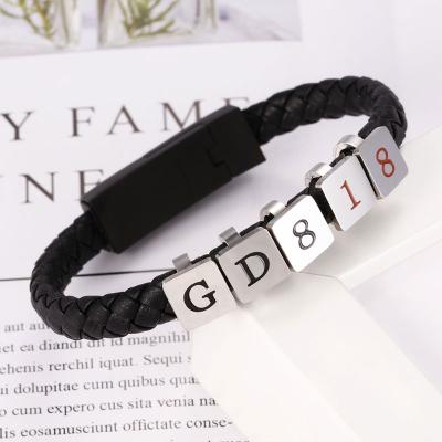 China Wholesale Braided Data Cable Wristband Portable Leather Jewelry Portable Data Cable Fast Charging Bracelet SL118 CLASSIC for sale