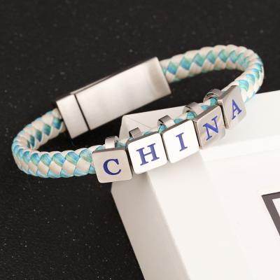 China SL119 CLASSIC European and American titanium braided strap hip hop design bracelet cable data leather bracelet for sale