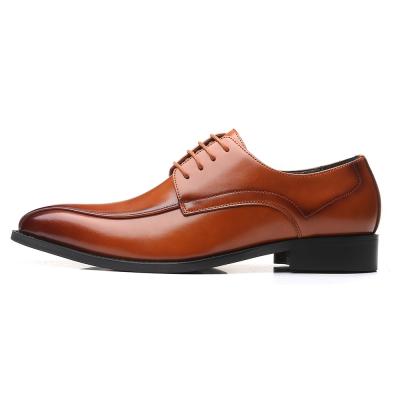 China Waterproof Headed Microfiber Leather Leather Shoes Stylish Non-slip Lace-up Wedding Shoes Large Size Men's Leather Shoes for sale